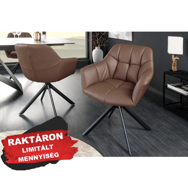 PAPILLON design forgatható szék - valódi bőr - barna
