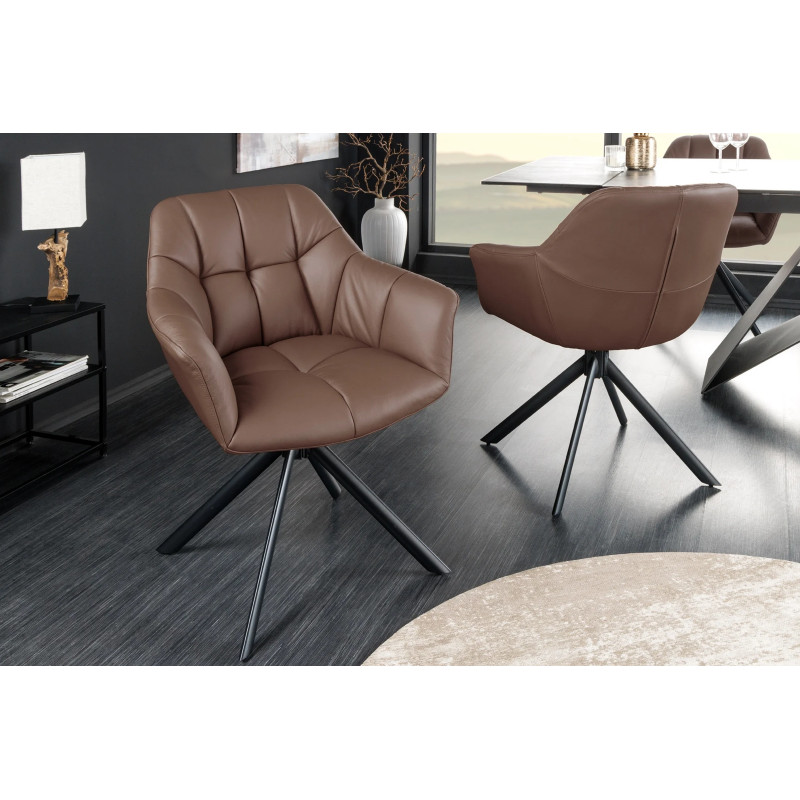 PAPILLON design forgatható szék - valódi bőr - barna