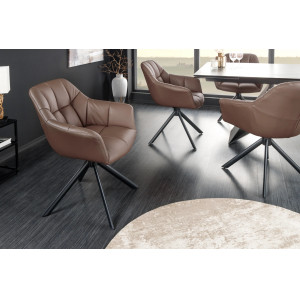PAPILLON design forgatható szék - valódi bőr - barna