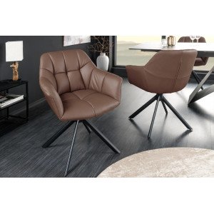 PAPILLON design forgatható szék - valódi bőr - barna INVICTA
