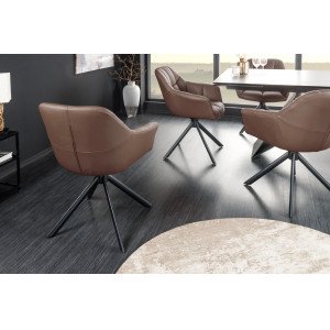 PAPILLON design forgatható szék - valódi bőr - barna