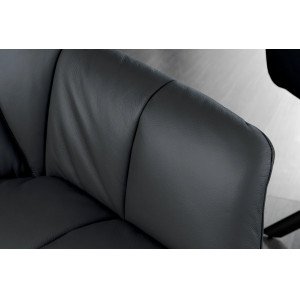 PAPILLON design forgatható szék - valódi bőr - fekete