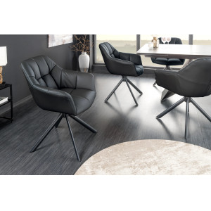 PAPILLON design forgatható szék - valódi bőr - fekete