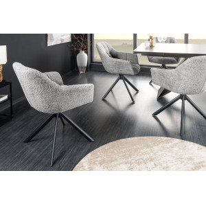 PAPILLON design forgatható bouclé szék - szürke
