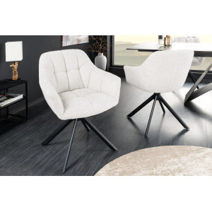 PAPILLON design forgatható bouclé szék - fehér INVICTA