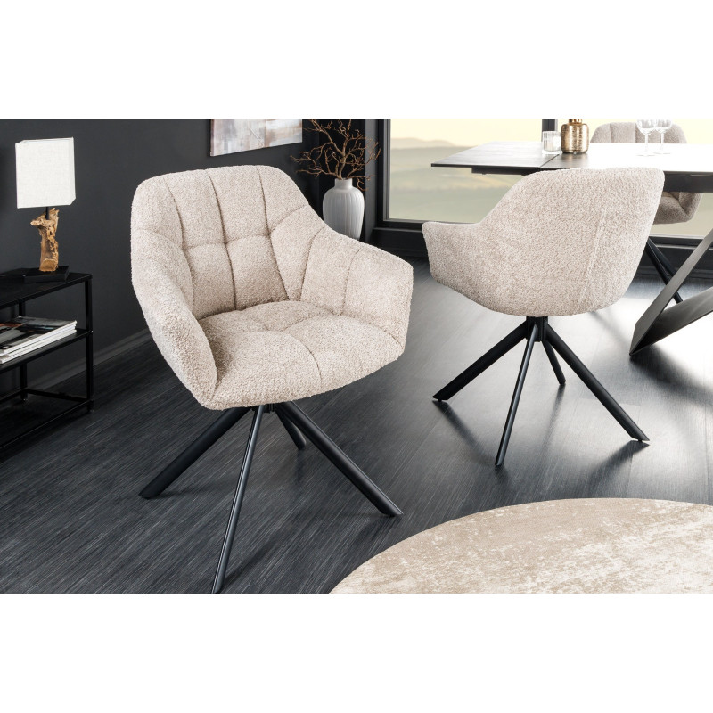 PAPILLON design forgatható bouclé szék - beige