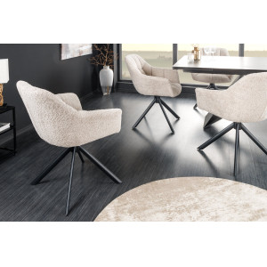 PAPILLON design forgatható bouclé szék - beige