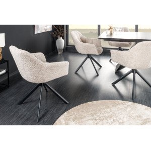 PAPILLON design forgatható bouclé szék - beige