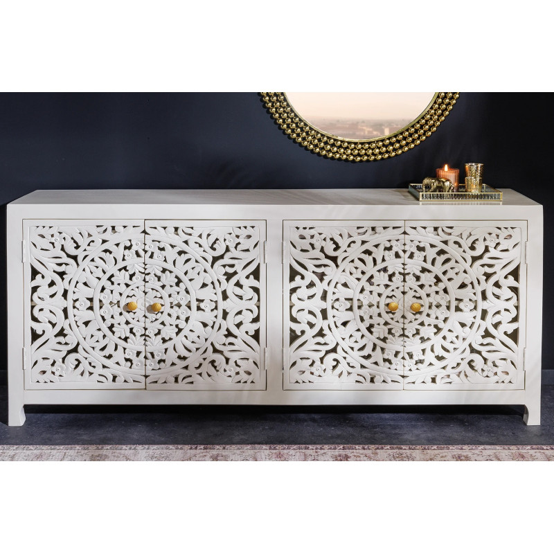 MARRAKESH-II design mangófa komód- 170cm - fehér