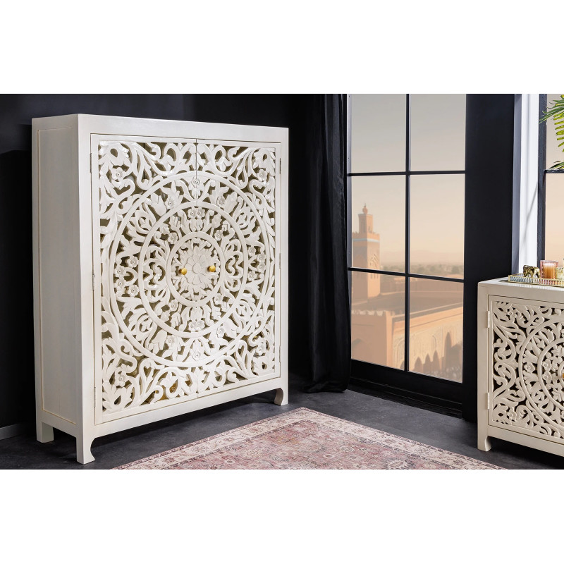 MARRAKESH-II design mangófa szekrény - 140cm - fehér