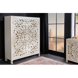 MARRAKESH-II design mangófa szekrény - 140cm - fehér INVICTA