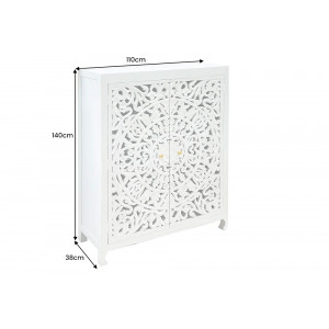 MARRAKESH-II design mangófa szekrény - 140cm - fehér