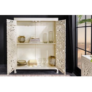 MARRAKESH-II design mangófa szekrény - 140cm - fehér