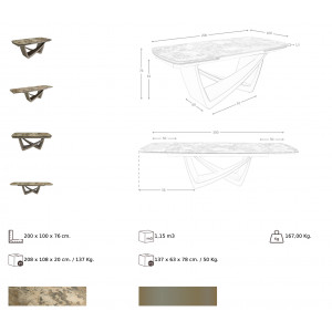 ISONA prémium bővíthető kerámia étkezőasztal - 200-300cm