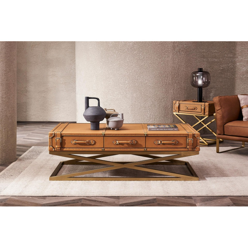 MALETA prémium bőr dohányzóasztal - 144cm