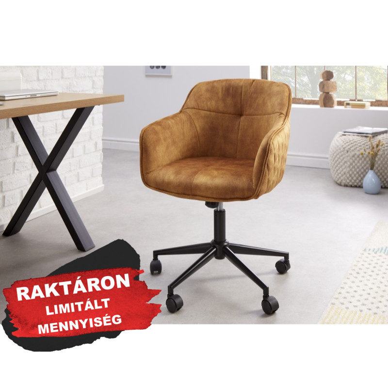 EUPHORIA modern bársony forgószék - okker