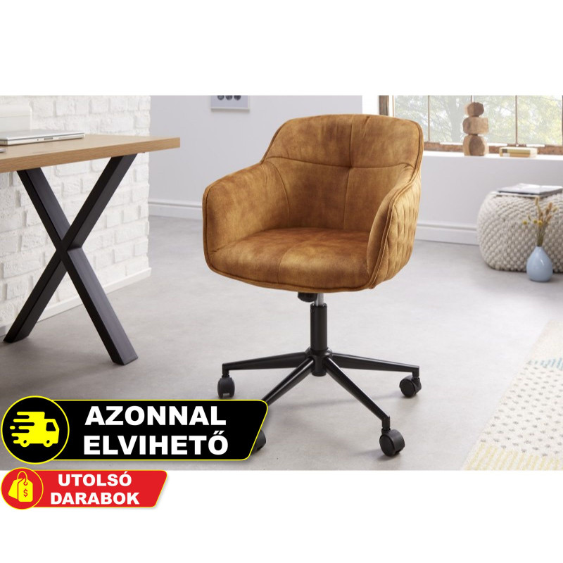 EUPHORIA modern bársony forgószék - okker