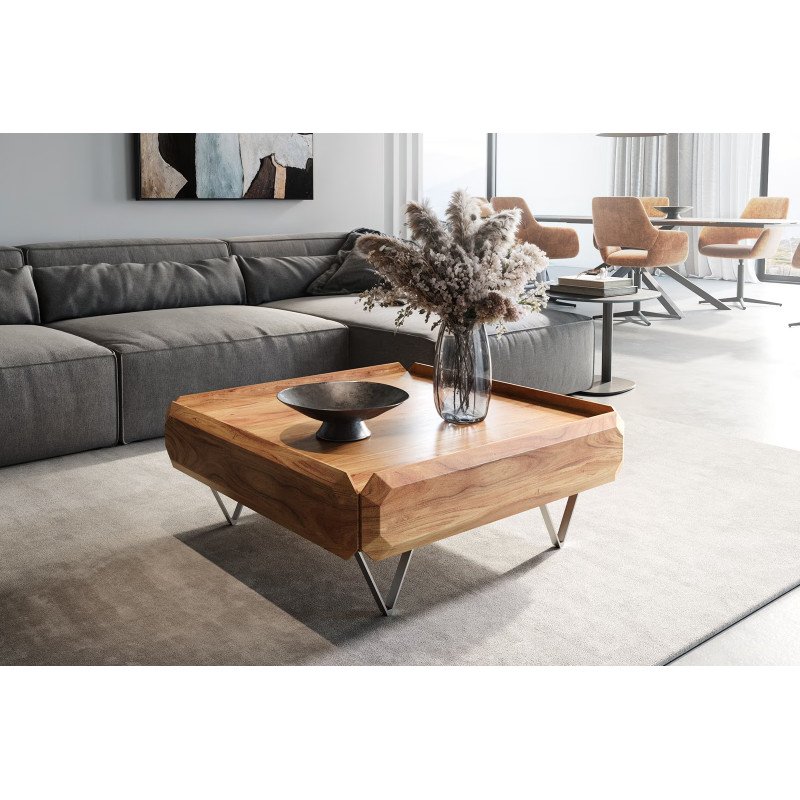 KIANO prémium akác dohányzóasztal - 90cm