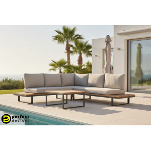 ZELMAR prémium kültéri kanapé - antracit/beige BIZZOTTO