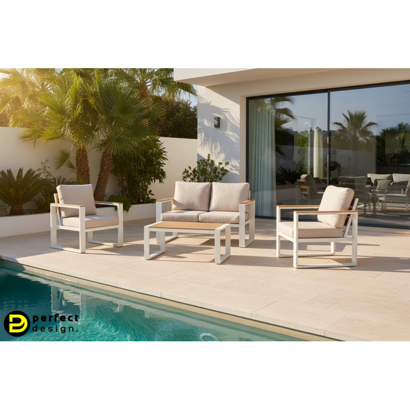 LEANDRO prémium kültéri szett - fehér/beige