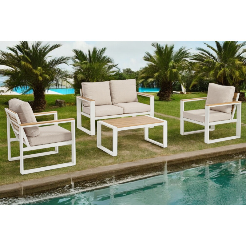 LEANDRO prémium kültéri szett - fehér/beige