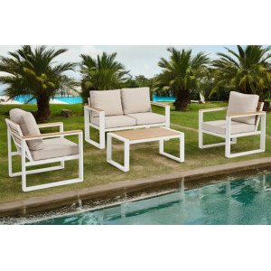 LEANDRO prémium kültéri szett - fehér/beige BIZZOTTO