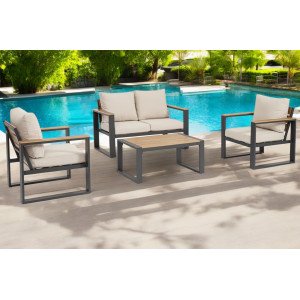 LEANDRO prémium kültéri szett - antracit/beige BIZZOTTO