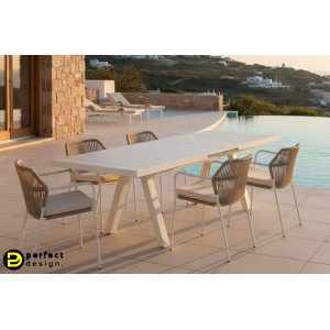 KRION prémium bővíthető kültéri kerámia étkezőasztal - 205-265cm - taupe BIZZOTTO