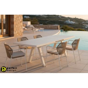 KRION prémium bővíthető kültéri kerámia étkezőasztal - 205-265cm - taupe BIZZOTTO