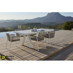 KRION prémium bővíthető kültéri kerámia étkezőasztal - 163-203cm - taupe BIZZOTTO