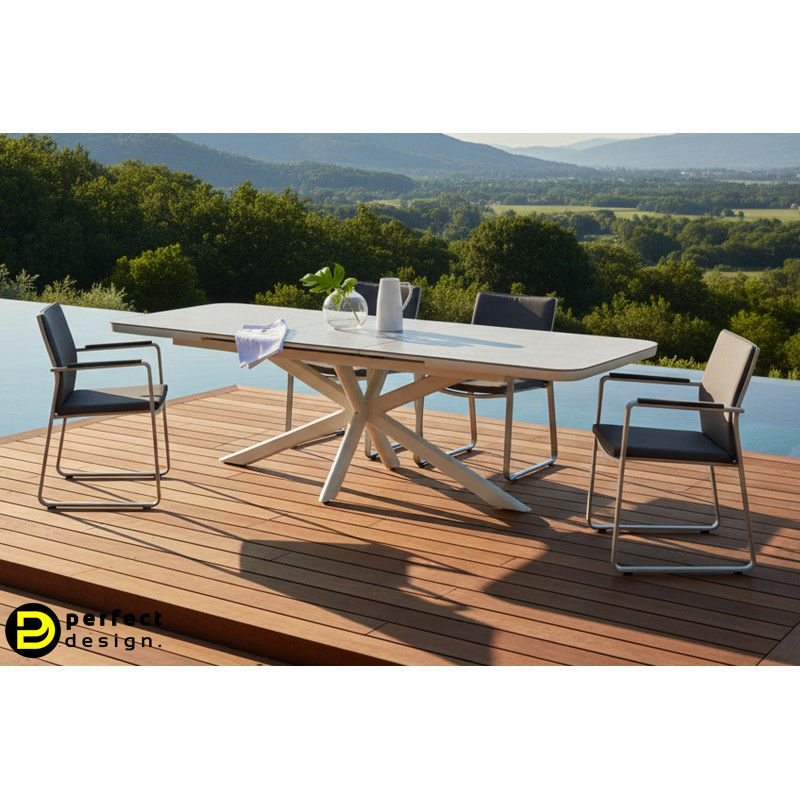 PASCAL prémium bővíthető kültéri étkezőasztal - 200-260cm -szürke