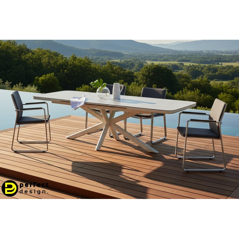 PASCAL prémium bővíthető kültéri étkezőasztal - 200-260cm -szürke