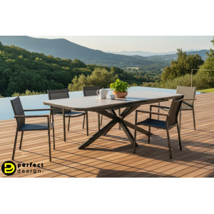 PASCAL prémium bővíthető kültéri étkezőasztal - 200-260cm - antracit BIZZOTTO