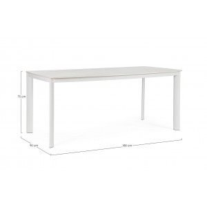 ALORCA prémium kültéri kő étkezőasztal - 180cm - fehér