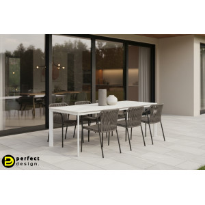 ALORCA prémium kültéri kő étkezőasztal - 180cm - fehér