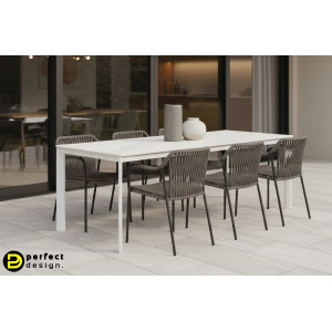 ALORCA prémium kültéri kő étkezőasztal - 180cm - fehér BIZZOTTO