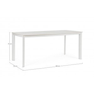 ALORCA prémium kültéri kő étkezőasztal - 180cm - fehér