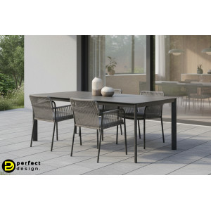 ALORCA prémium kültéri kő étkezőasztal - 180cm - antracit BIZZOTTO