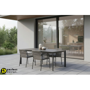 ALORCA prémium kültéri kő étkezőasztal - 180cm - antracit