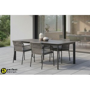 ALORCA prémium kültéri kő étkezőasztal - 180cm - antracit BIZZOTTO