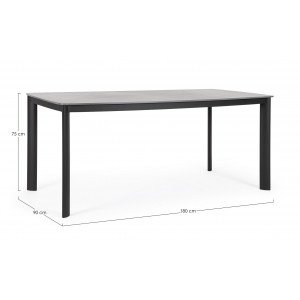 ALORCA prémium kültéri kő étkezőasztal - 180cm - antracit