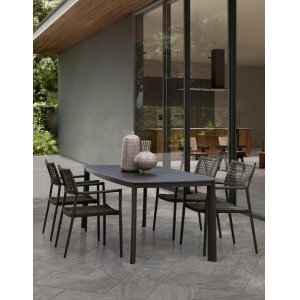 ALORCA prémium kültéri kő étkezőasztal - 180cm - antracit