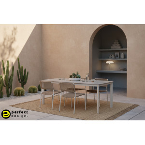 ALORCA prémium kültéri kő étkezőasztal - 180cm - taupe