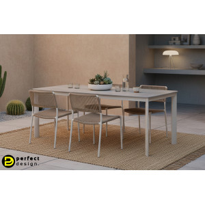 ALORCA prémium kültéri kő étkezőasztal - 180cm - taupe BIZZOTTO