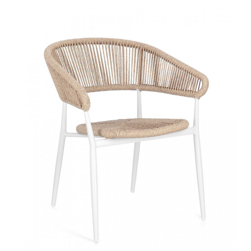 GAIDA modern kültéri szék - beige/fehér