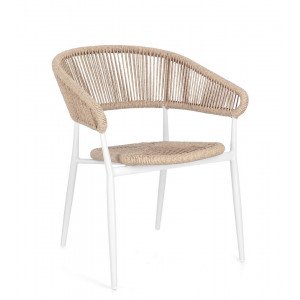 GAIDA modern kültéri szék - beige/fehér BIZZOTTO