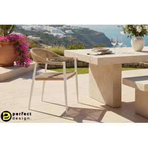 JAINA modern kültéri szék - beige/fehér BIZZOTTO