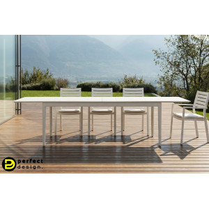 NEBULA prémium kültéri bővíthető étkezőasztal - 200-300cm - fehér BIZZOTTO