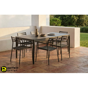 NEBULA prémium kültéri étkezőasztal - 160cm - antracit BIZZOTTO