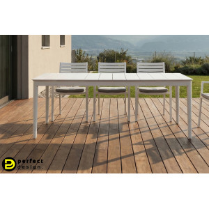 NEBULA prémium kültéri étkezőasztal - 160cm - fehér BIZZOTTO